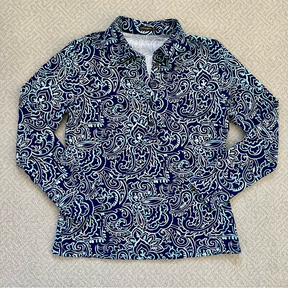 J. McLaughlin Collared Quarter Button Down Long Sleeve Top